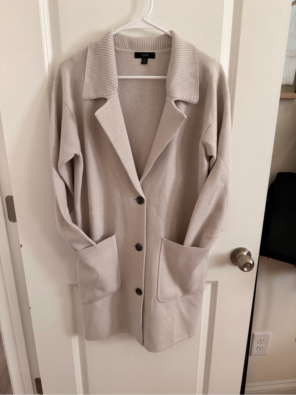 J.Crew Collared Knit Sweater Blazer Coatigan Light Gray Women’s Size Small